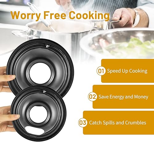 Miniatura 24 de W10196405 W10196406 - Sartenes de goteo para estufa eléctrica, compatibles con Whirlpool Electric Range-Thickening para evitar doblado, juego de 4