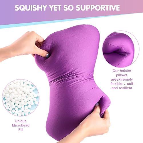 Miniatura 4 de Soaoo 4 almohadas cilíndricas de microperlas para el cuello, almohada cilíndrica de tubo suave y blando, para dormir, sofá, cama, hogar, viajes,