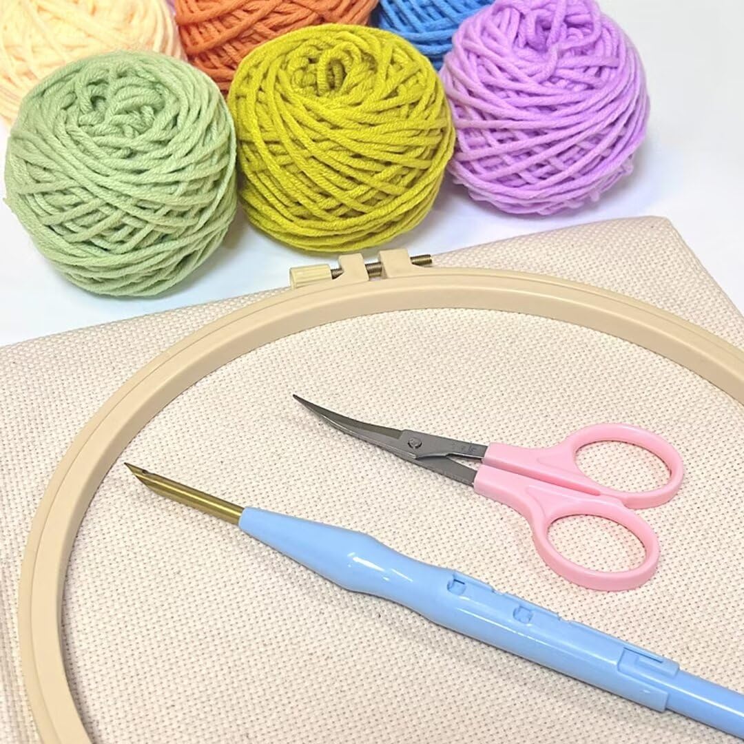 Gomitoli di Lana Set di filati da ricamo Poke professionale, set di filati colorati per tufting/lavoro a maglia a mano/punzonatura, filato tuftato 100% acrilico, filo spesso 3,5 mm, filato per uncine