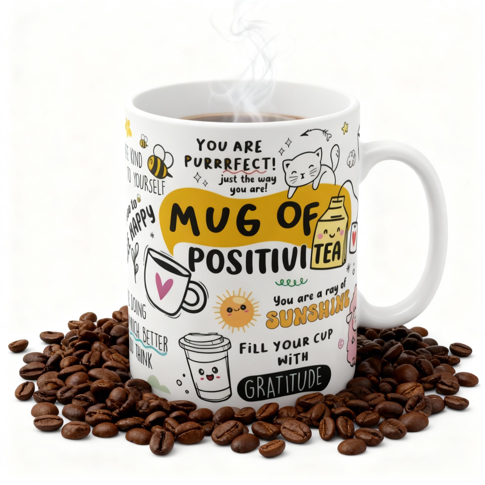 Mug of Positivity Printed Mug | Motivational Gift for Men, Women, Boss or Coworker | Positive Quote Coffee Mug | 330ml Ceramic Cup | Pack of 1
