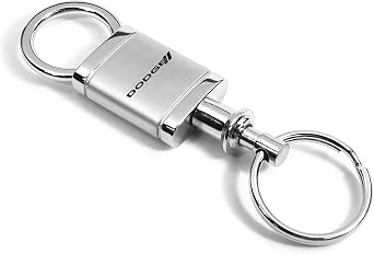 Dodge Stripes Logo Metal Satin Chrome Valet Pull Apart Key Chain Ring Fob