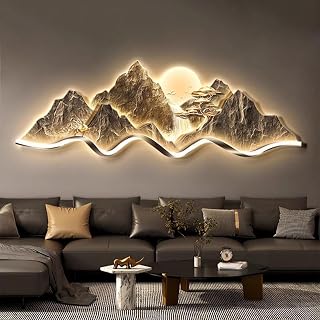 LED Wall Sculptures Painting, Plug-in Power Supply 3D Wall Art Decor, Lighted Landscape Hanging Mural Paintings, for Living Room Bedroom Corridor(Gray,120 * 40cm/47.2 * 15.7in)