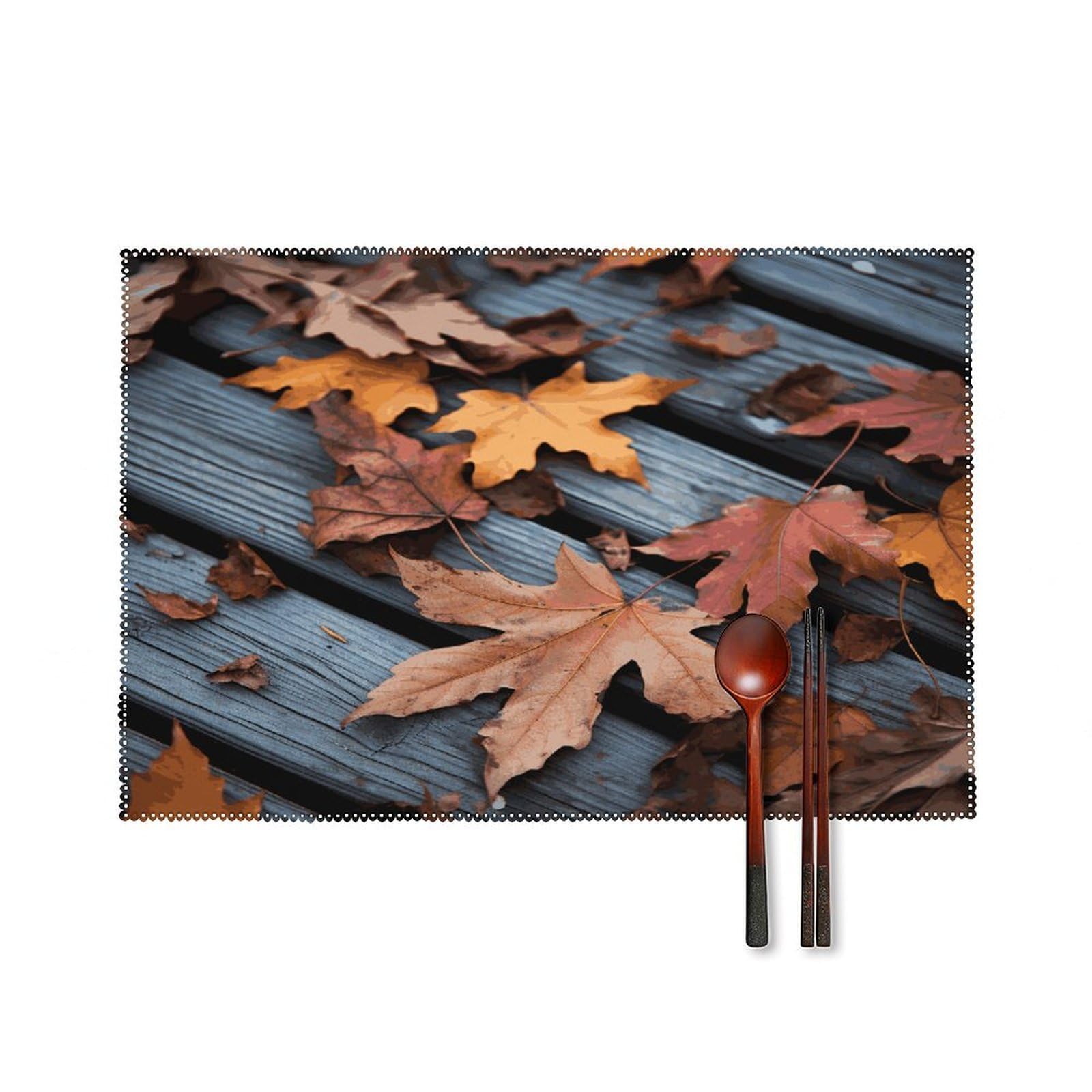 Fodpand Style Fall Leaves Wood Placemats Set Of 4 Place Mats Table Mats