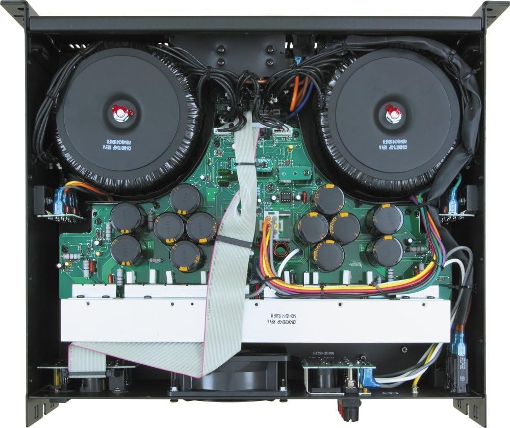 ภายใน view ของ QSC RMX5050 Power Amplifier showing components and cooling fans