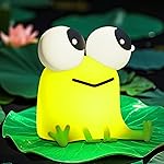 FAMIDUO Cute Frog Night Light, LED Silicone Squishy Novelty Animal Lamp,3 Levels Dimmable/Timer Nursery Nightlight for Kids, Rechargeable Touch Bedside Lamp, Bedroom/Dorm Decor, Baby Boys Girls Gifts