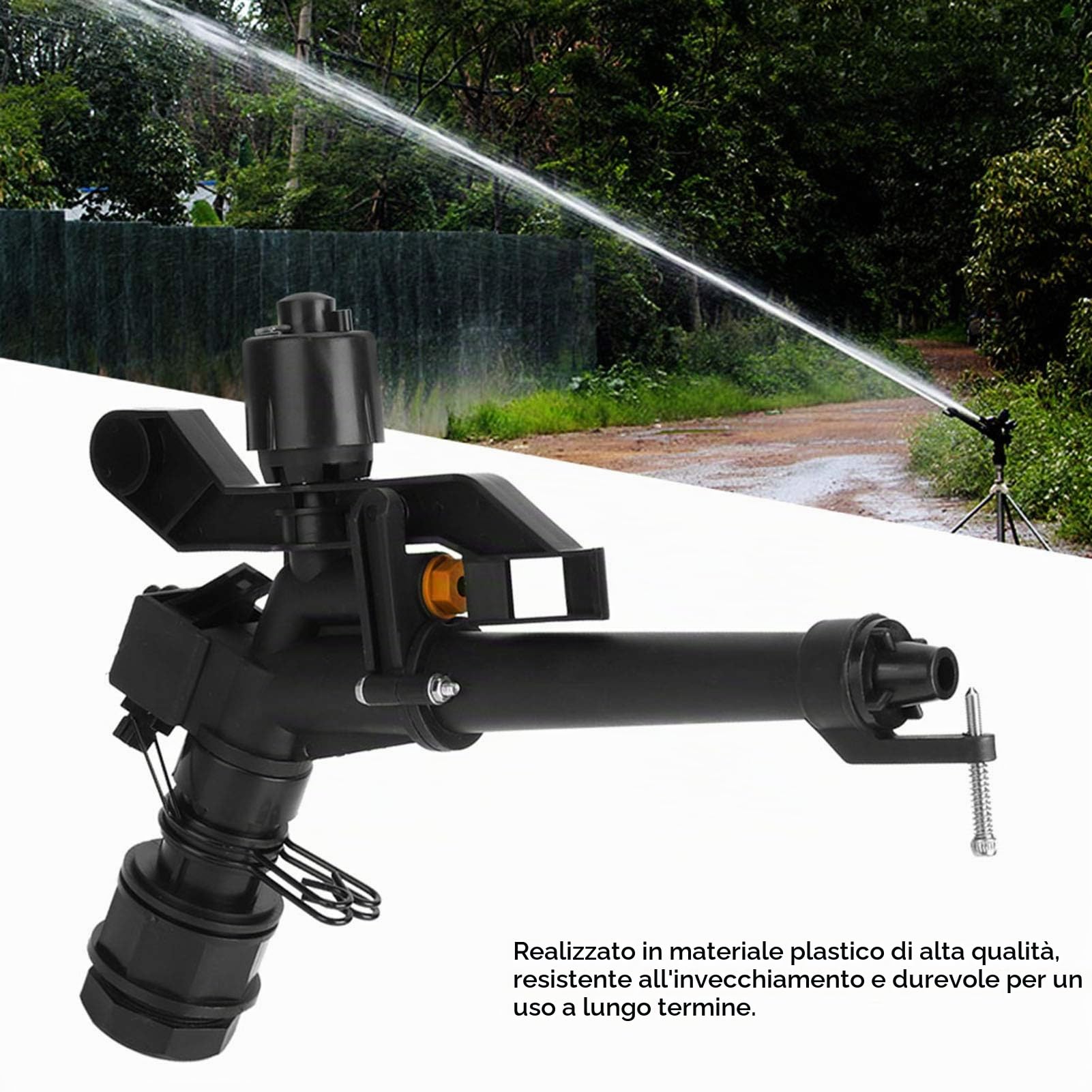 OUKENS Irrigatore per Irrigazione, DN25 da 1,5 Pollici a 1 Pollice Filettatura Femmina Regolabile a 360 Gradi con Braccio Oscillante Irrigatore per Irrigazione Agricola
