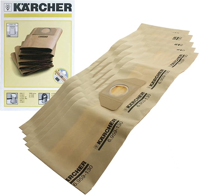 Genuine Karcher WD3.000 WD3.999 Vacuum Cleaner Dual Filter Bags (Pack of 5)
