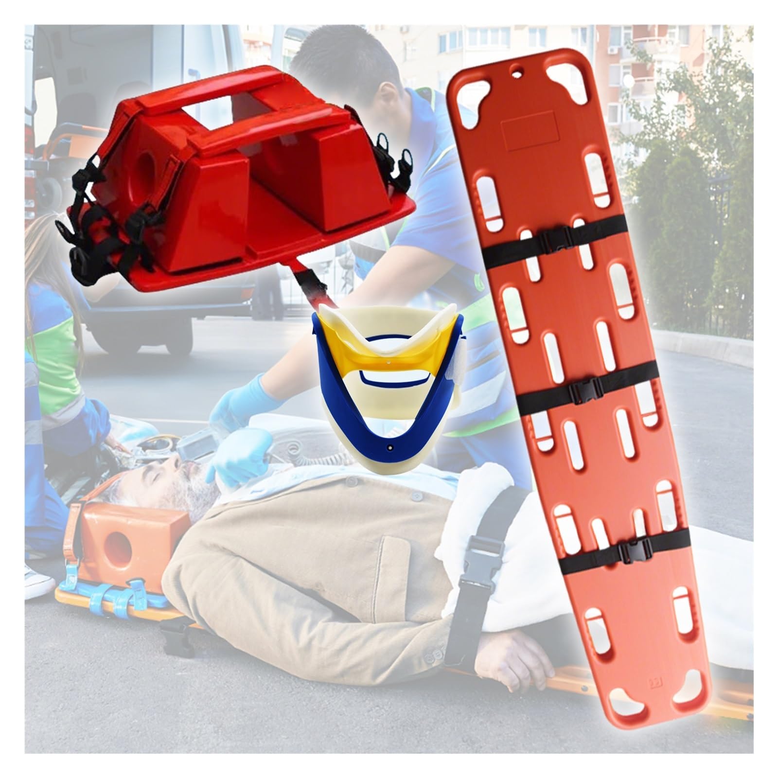 Planche dorsale de sauvetage pour évacuer les blessés sans risque en piscine ou plage