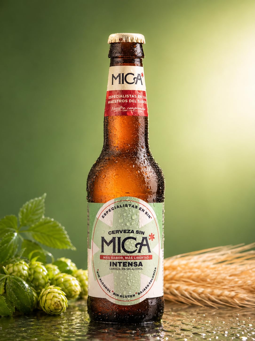 Piwo bezalkoholowe Mica – butelki 33 cl. Piwo bezalkoholowe typu IPA (0,4% obj. alkoholu), bezglutenowe, niefiltrowane i niskokaloryczne. (12, IPA)