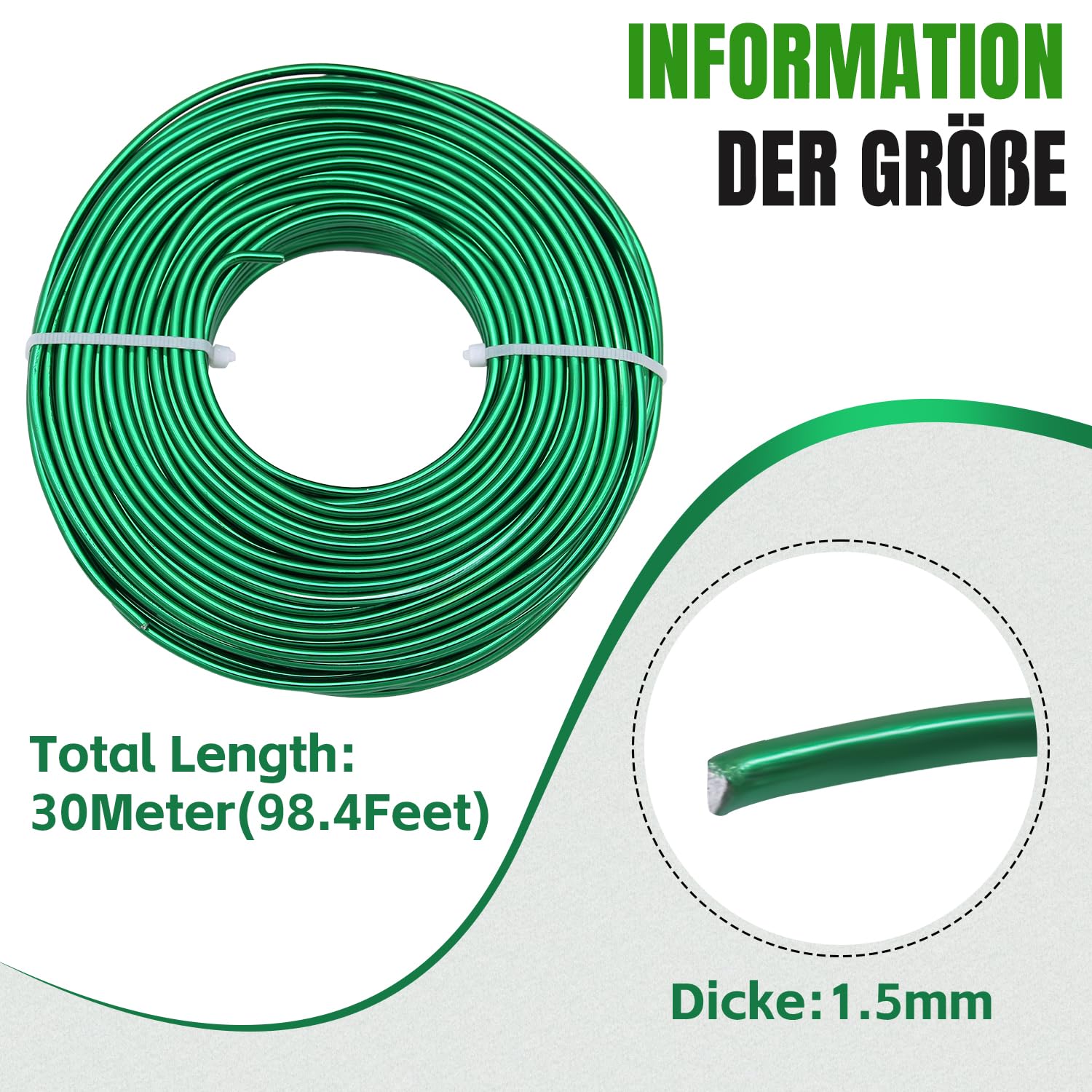Uxney Aluminum Craft Wire,16 Gauge Grass Green Wire for Jewelry Making DIY Crafts & Floral Design, Soft Bendable Metal Wire - Image 2