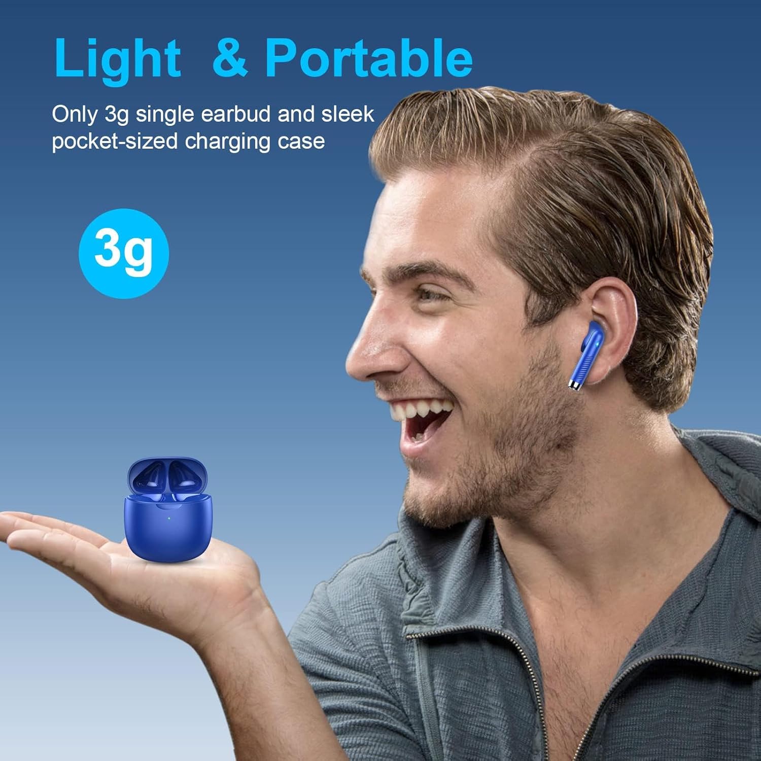 Wireless Earbuds, Bluetooth 5.4 Earbuds Stereo Bass, Bluetooth Headphones in Ear Noise Cancelling Mic, Earphones IP7 Waterproof Sports, 32H Playtime USB C Charging Case Blue Ear Buds for Android iOS - Image 4