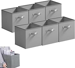 Eidoct Cube Storage Boxes, 6 Pack Foldable Storage Cubes Storage Box with Handles for Organising Clothes, Grey