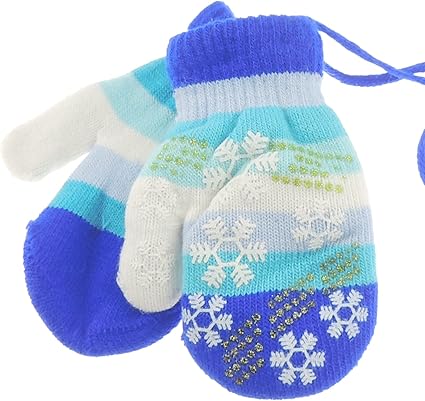 Glamour Girlz Baby,Clothing,Baby Boys 0-24m,Accessories,Gloves & Mittens Glamour Girlz Snowflake Stripy Baby Girls Boys Warm Winter Mittens 6-24 Months Royal Blue