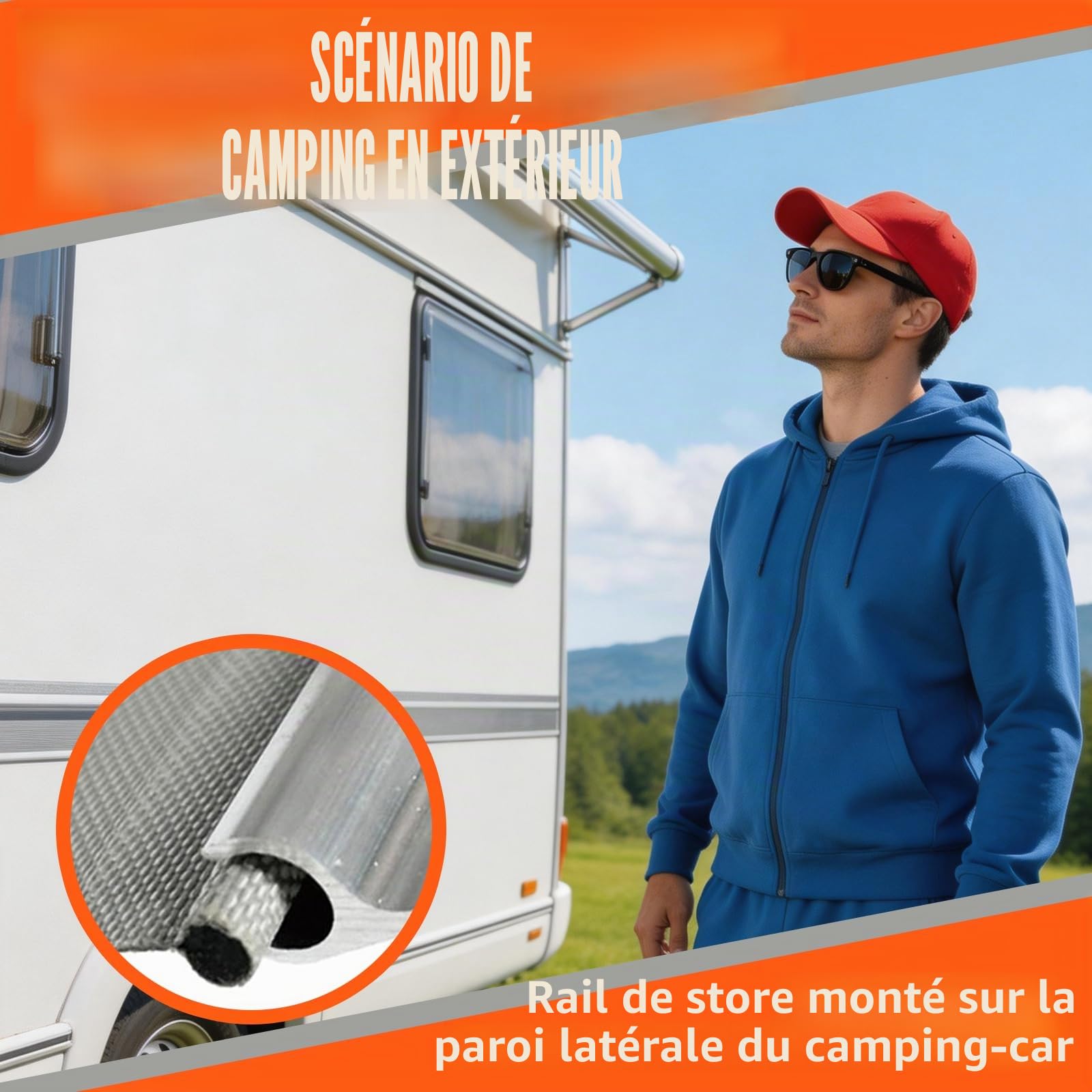 BRGD 8 Pièces 50cm Bande D'auvent en Aluminium, Rail d'attache Canal C 45° Rail d'auvent pour Camping-Cars, Caravanes et Tentes
