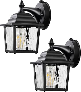 DEWENWILS 2 Pack Dusk to Dawn Outdoor Wall Light Fixture, Wall Lantern Porch Light with Glass Shade, Waterproof Outdoor Wall Sconce Lamp for Garage, Backyard (Classic)
