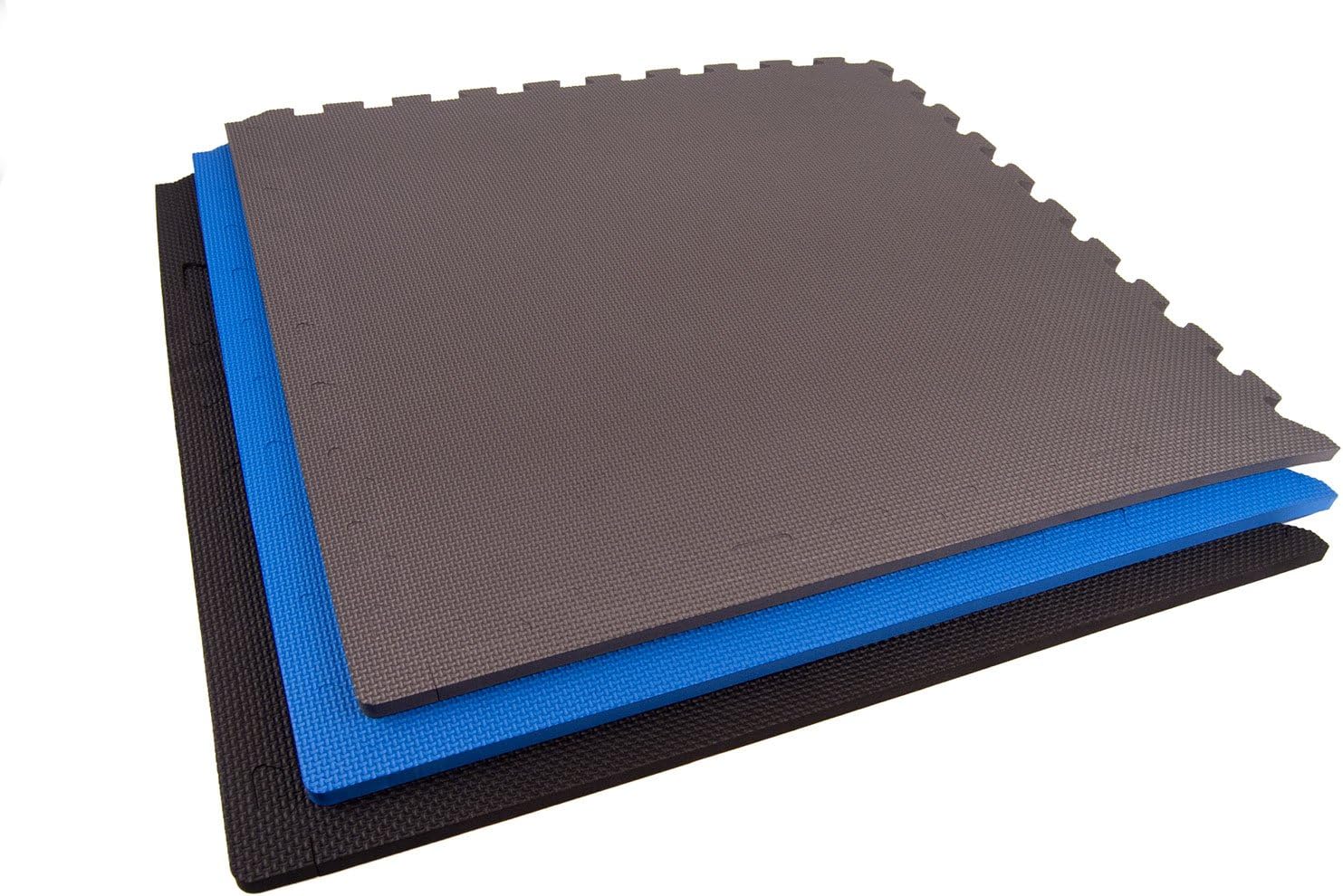 HD12 1/2" Thick Exercise Mats - Premium EVA Interlocking Foam Floor Mats - 2'x2' Tiles with Interlock Edges (Black, 100 Sq. Ft. - 25 Tiles)