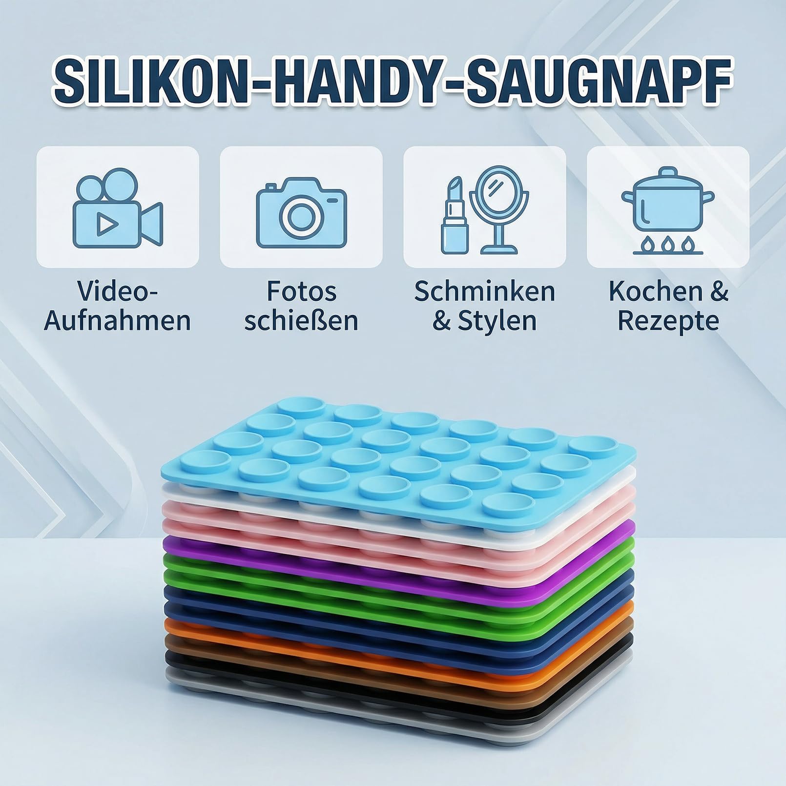 Silikon Handy Saugnapf, Multifunktionale Saugnapf-Halterung, Starke Haftkraft, 10 Stück, 10 Farben