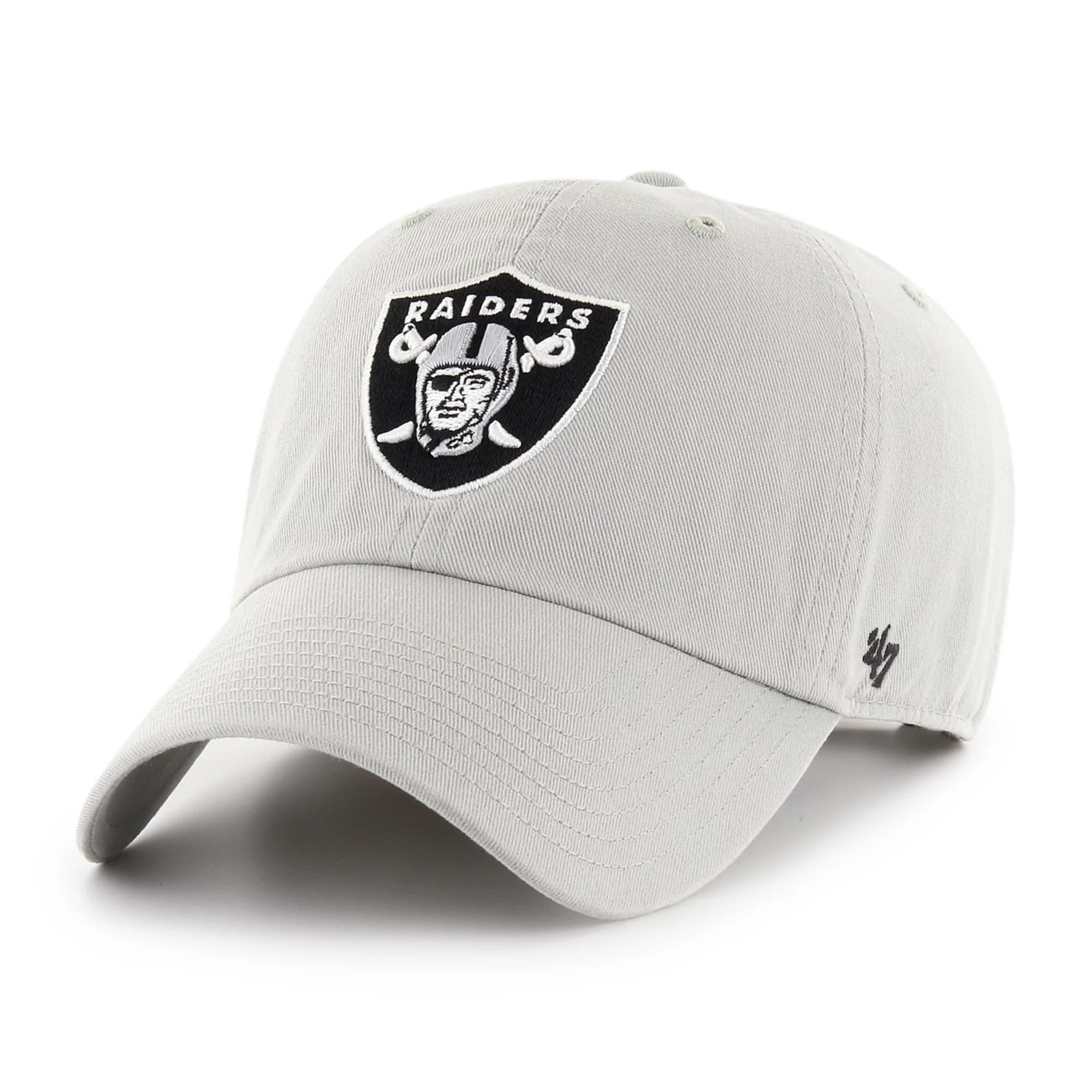 47 NFL Unisex Adult Alternate Clean Up Primary Logo Adjustable Hat Cap One Size, Las Vegas Raiders - Grey, One size