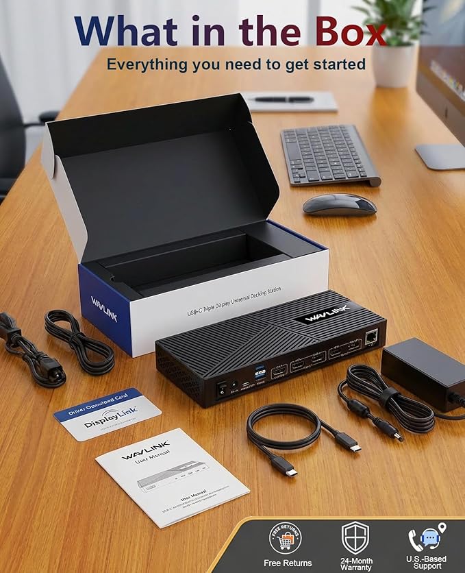 Docking Station USB-C WAVLINK Triple Monitor 100W PD, 3 HDMI, 6 USB miniatura 8