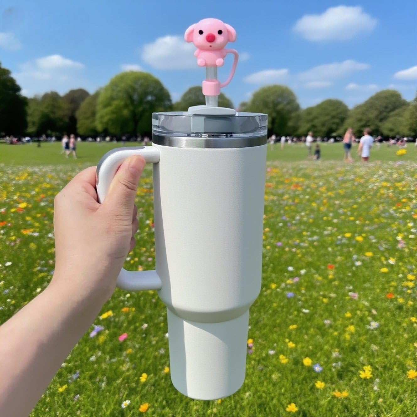 Straw Cover for Stanley Cup 10mm 0.4in Pig Shape Silicone Straw Topper for Stanley Tumbler 30Oz&40Oz image 5