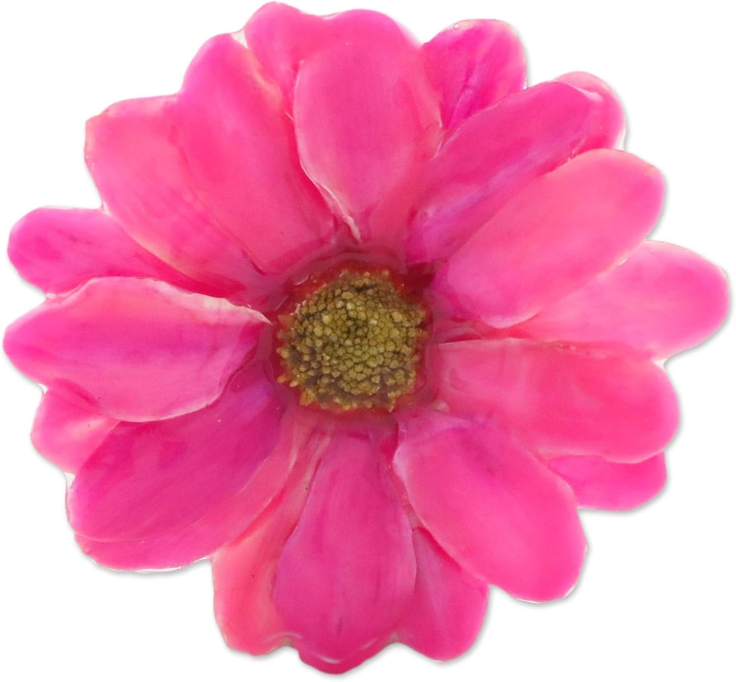 NOVICA Artisan Handmade Natural Aster Brooch Pin Flower Fuchsia from Thailand Or Leaf Gold Accent Floral [2 in L x 2.2 in W x 0.4 in D] ' Let It Bloom in Fuchsia'
