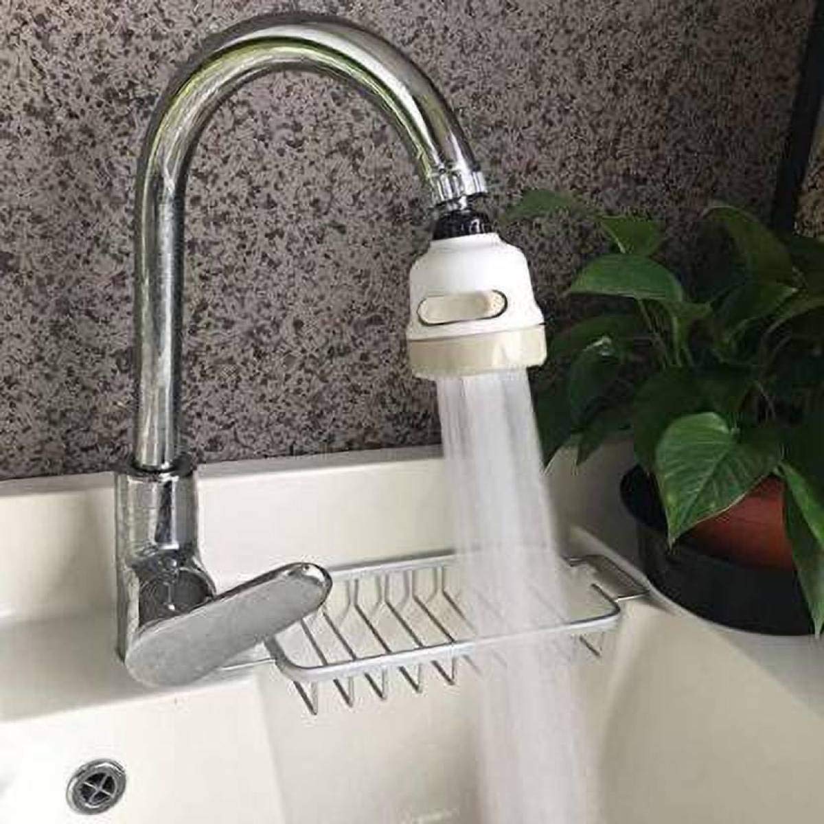 Surat Dream ABS Plastic, Silicone and Stainless Steel Water-Saving Faucet Sprayer for Taps Kitchen Sink and Bathroom (White, H X W: 8.5x5.5cm)