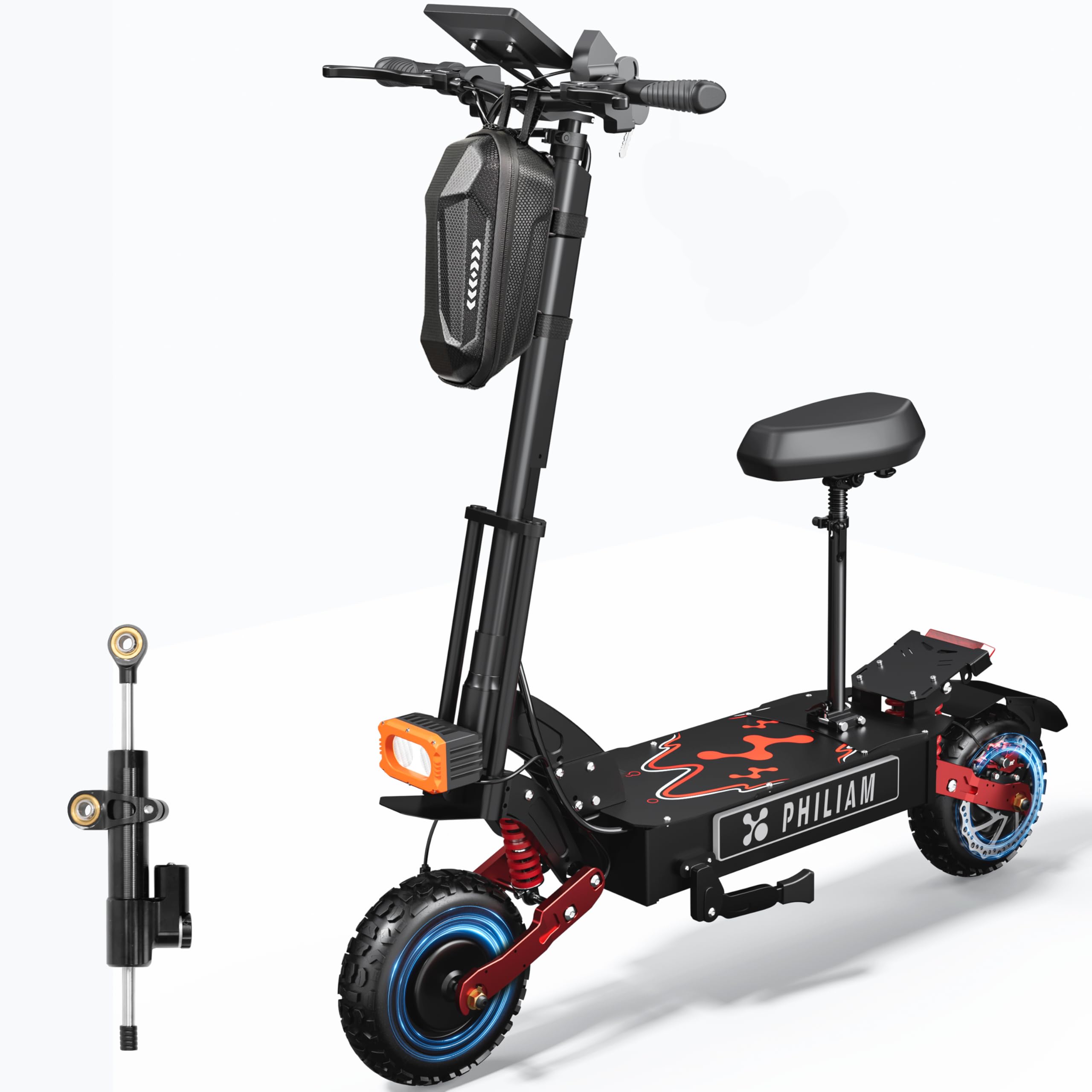 Electric Scooter for Adults 6000W Dual Motor 55MPH 60V38AH Battery 70 Miles Range 11 Tubeless Off-Road Tires Detachable
