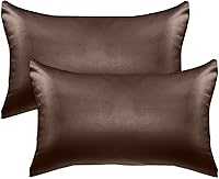 Vista 16 de Elegant Comfort Juego de 4 fundas de almohada de satén de viscosa refrescante con cierre de cremallera oculto, suave como la seda para el cuidado