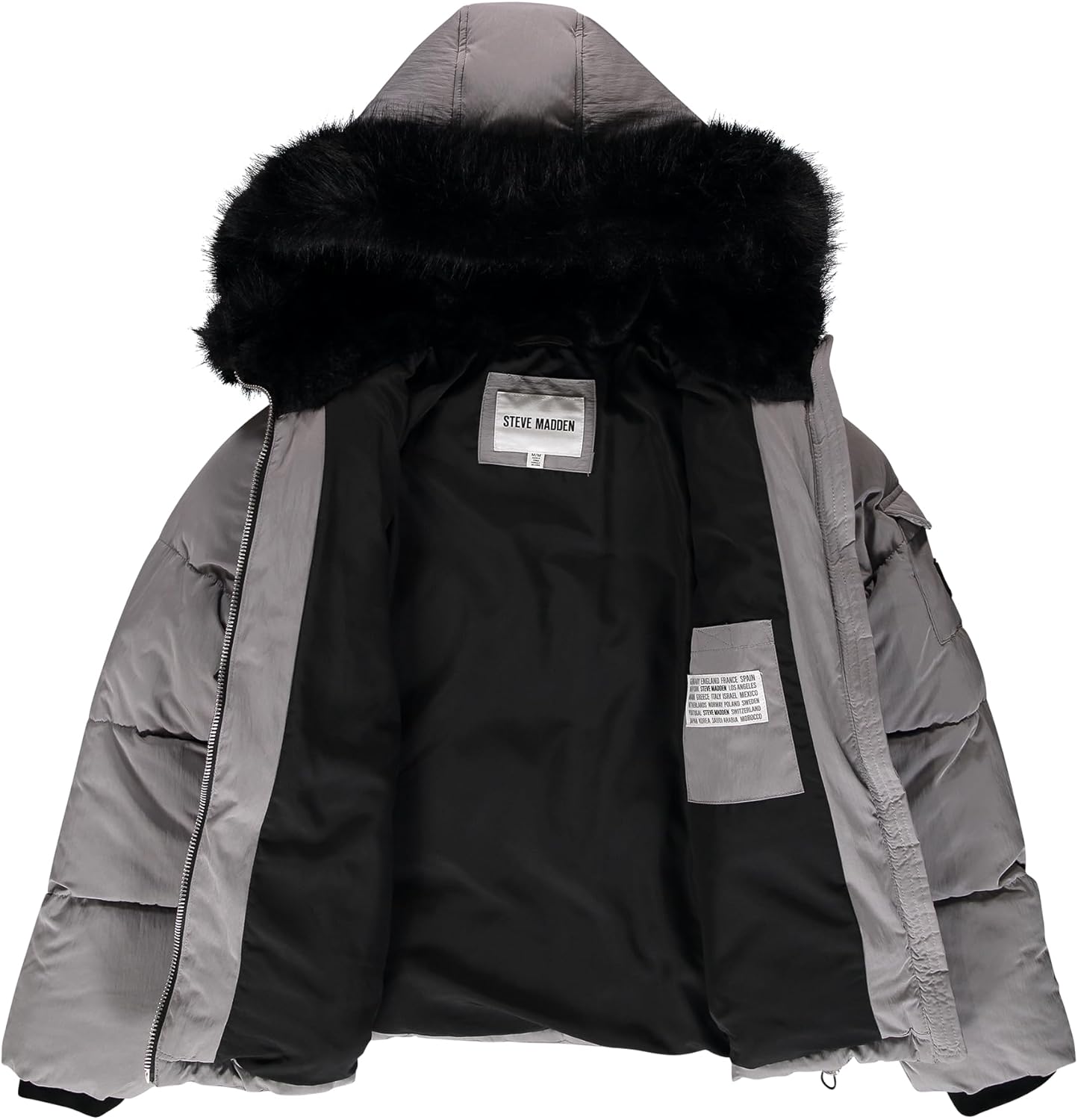 Steve Madden Womens Puffer Winter Coats - Cropped Wind & Water Resistant Insulated Quilted Jackets Winter with Faux Fur Coat - Image 3