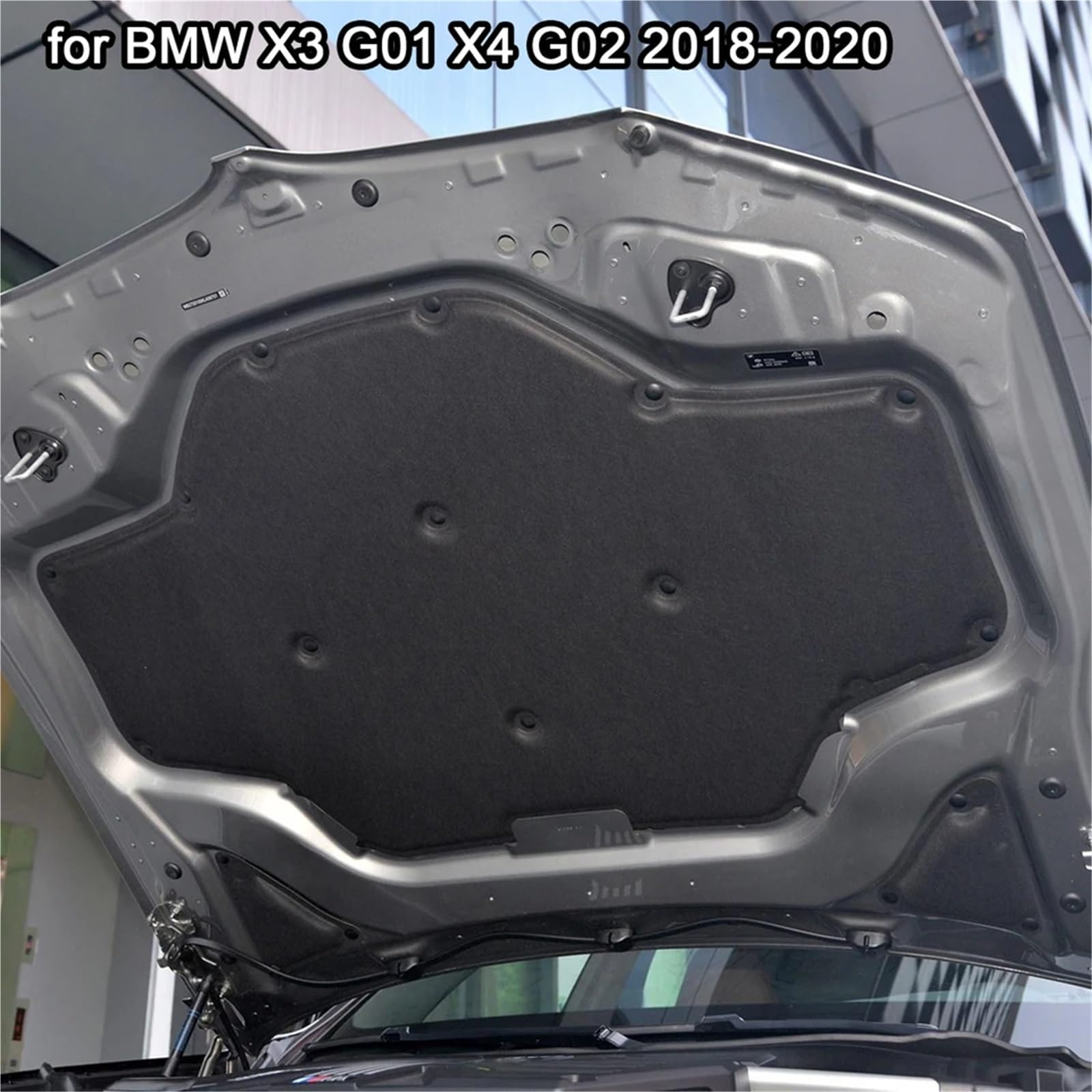 Podkładka dźwiękochłonna na maskę samochodu Odporna silnik mata grzewcza, dla Bmw, dla X3, G01 X4 G02 2018-2020 Tłumik dźwięku kaptura(Schwarz)