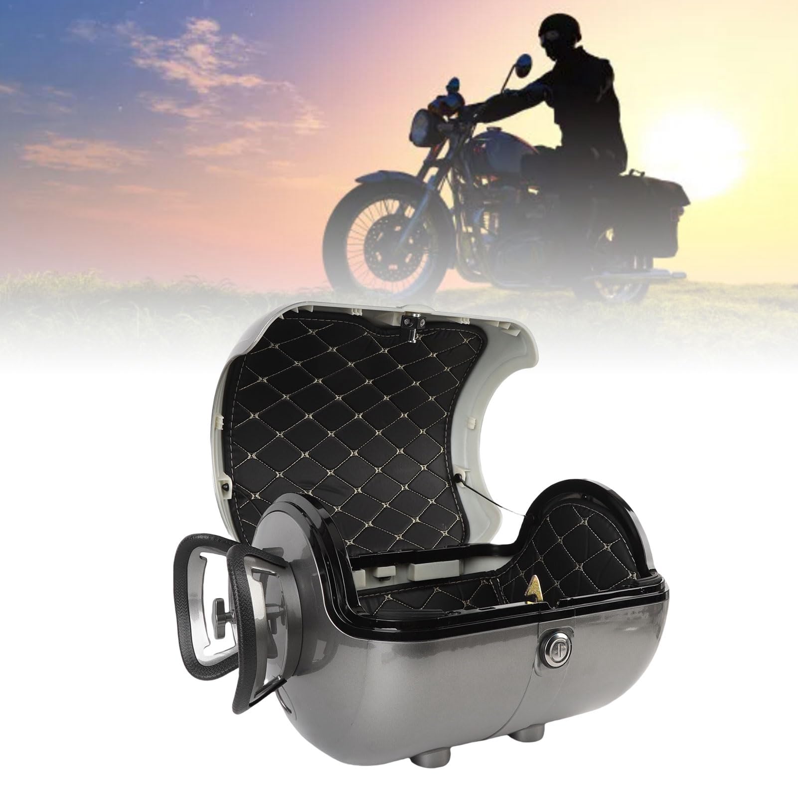 Bauletto per moto, resistente, in ABS, impermeabile, 28 l, antifurto (grigio)
