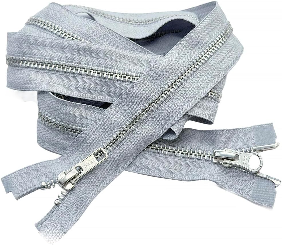 YKK #5 Aluminum Two-Way Medium Weight Metal Jacket Zipper Auto Pull Separating, Open-End (1 Piece) Tape Color: Steel Gray #119W - Choose Length (24" Inches)