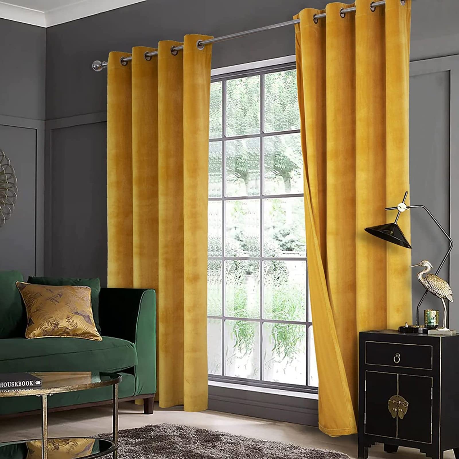 SFDPDM Blackout Curtains with Grommet, Velvet Curtains Home Decoration Soft Flannel Wild Look for Party/Film Room Thermal Insulated Noise Absorb,2