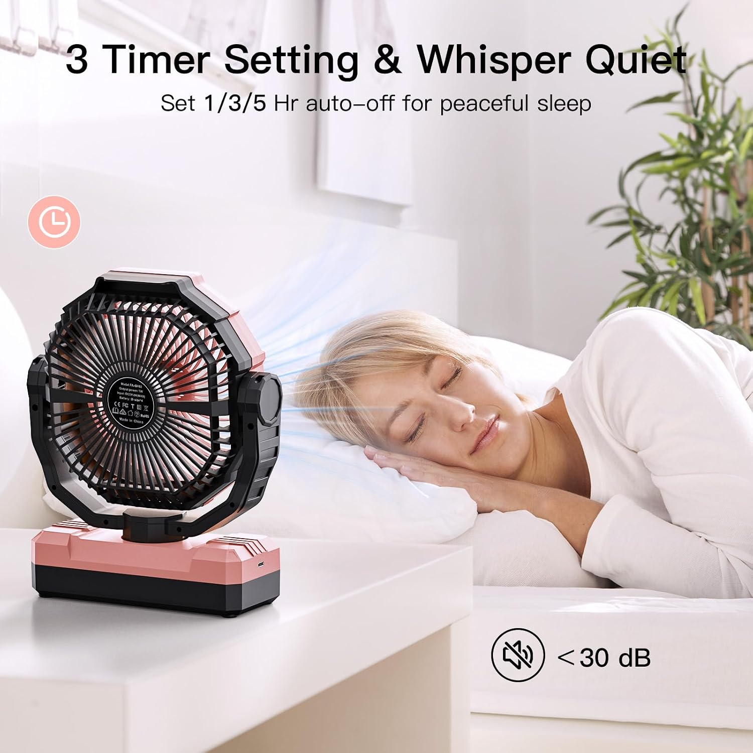  3-in-1 Camping Fan - Portable Fans Rechargeable - 24000mAh Battery Powered Fan with Light for Indoor, Outdoor, Tent, Travel, Fishing, Jobsite, Gifts for Men Dad Him - Pink thumbnail
