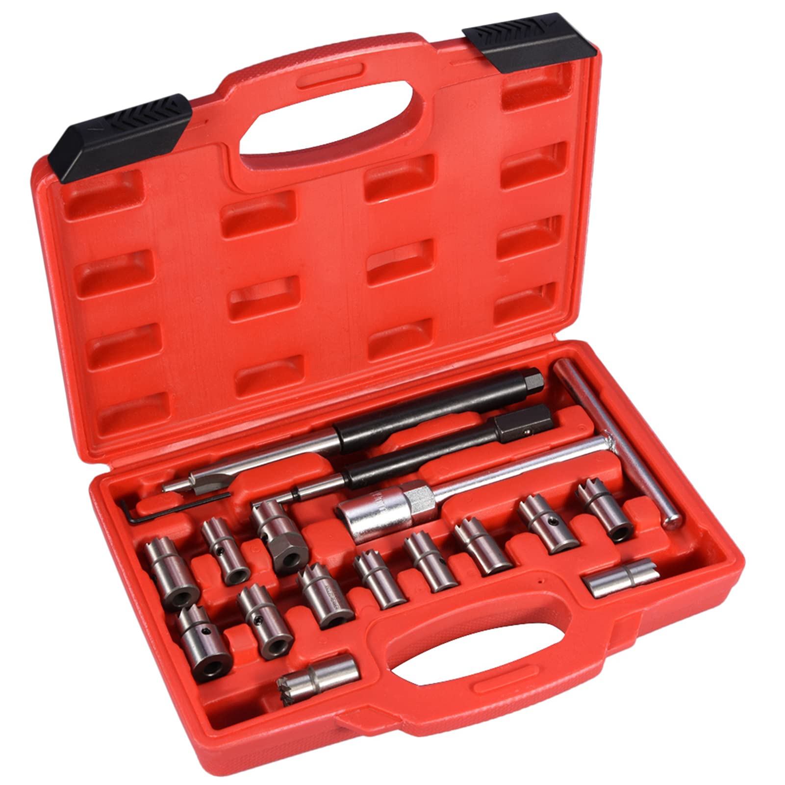 Set Professionale di 17 Utensili per Alesatori Facciali, Kit Taglierine per Sedi Iniettori Auto, Strumenti di Manutenzione Universali