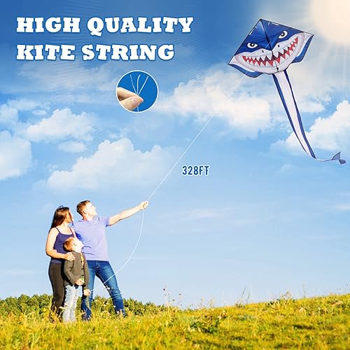 Miniatura 5 de Fantocemea Cometa de tiburón para niños y adultos cometas para niños fáciles de volar a baja velocidad del viento cometas para adultos para