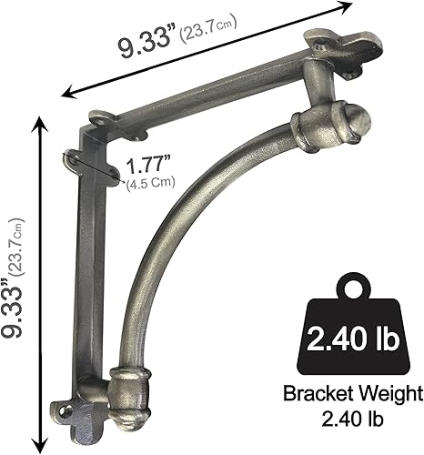 Miniatura 7 de NACH Soportes decorativos para estantes, paquete de 2 soportes de estante de hierro fundido de metal antiguo de 9.6 x 1.7 x 9.6 pulgadas, soportes
