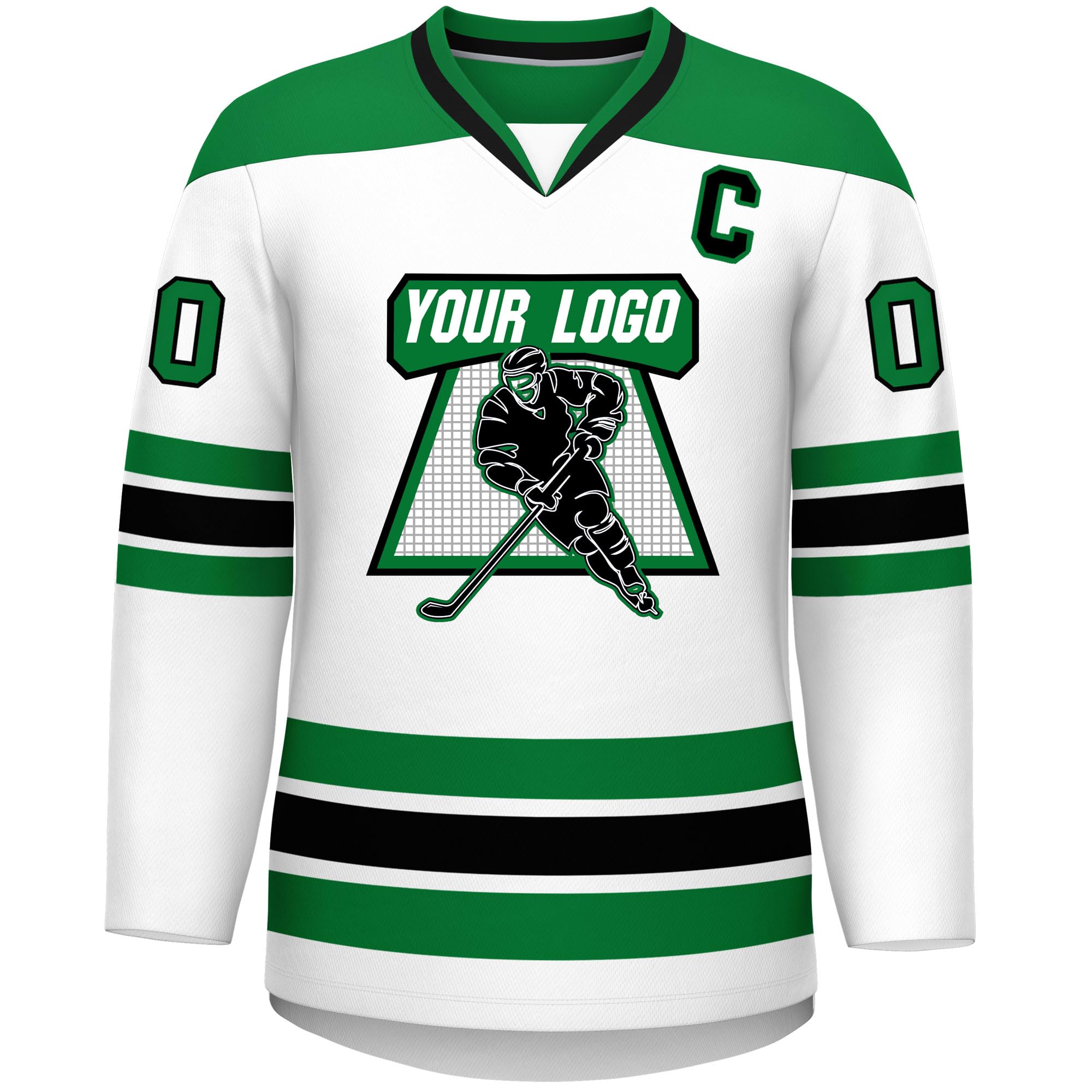 Custom Hockey Jersey Stitched or Printed Name Number V-Neck Athletic Jersey
