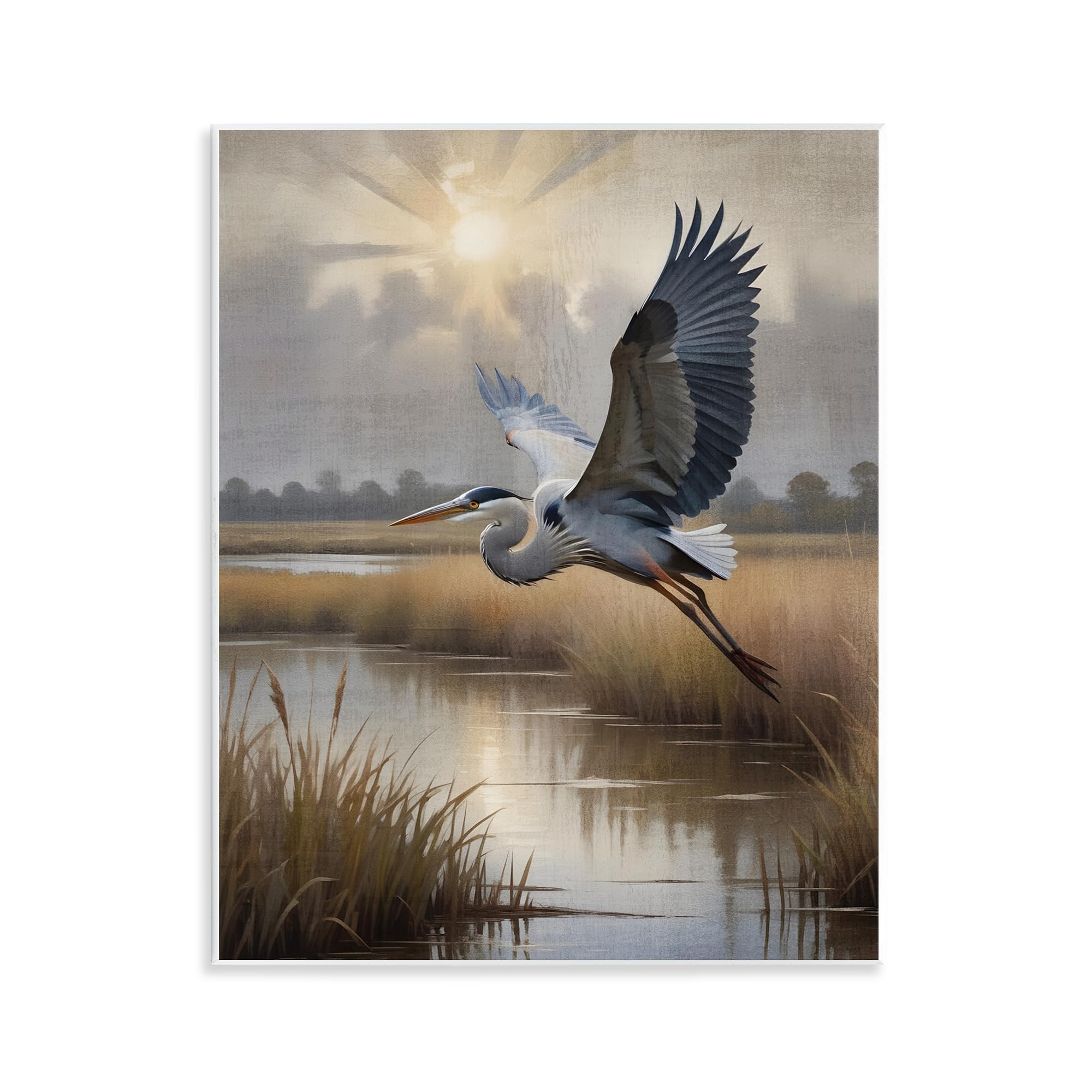Stupell Industries Heron Flight Wetlands Reflection 'Heron Flight Over Wetlands', Wall Plaque Art, 11 X 14 Inches, Easy To Hang And Sturdy, Made In Usa, By Susan Arnot
