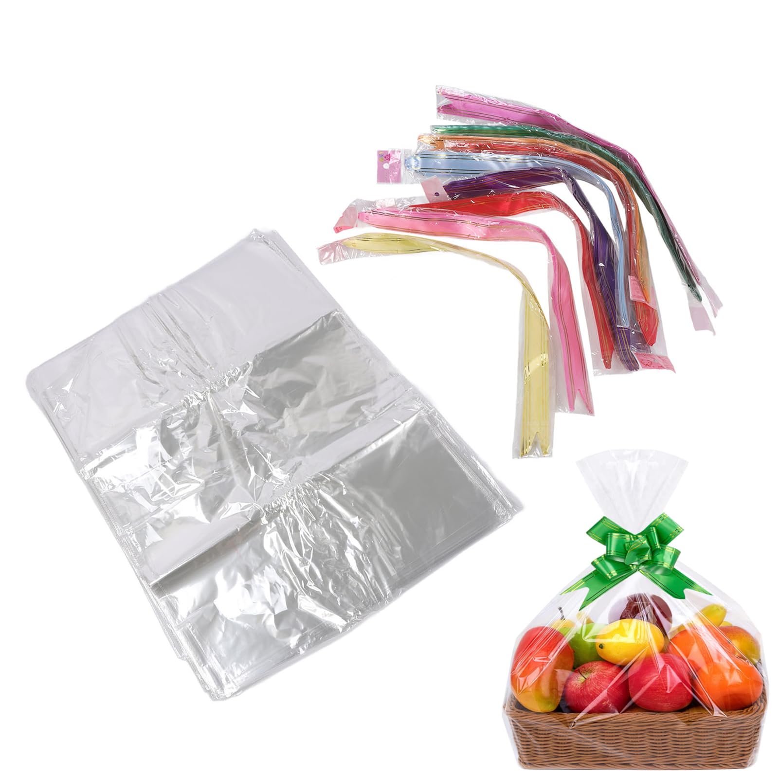 100 bolsas de plástico transparente para regalos, bolsas de transparentes grandes multiusos, bolsas de cesta transparentes, bolsas de dulces, bolsas de galletas transparentes para