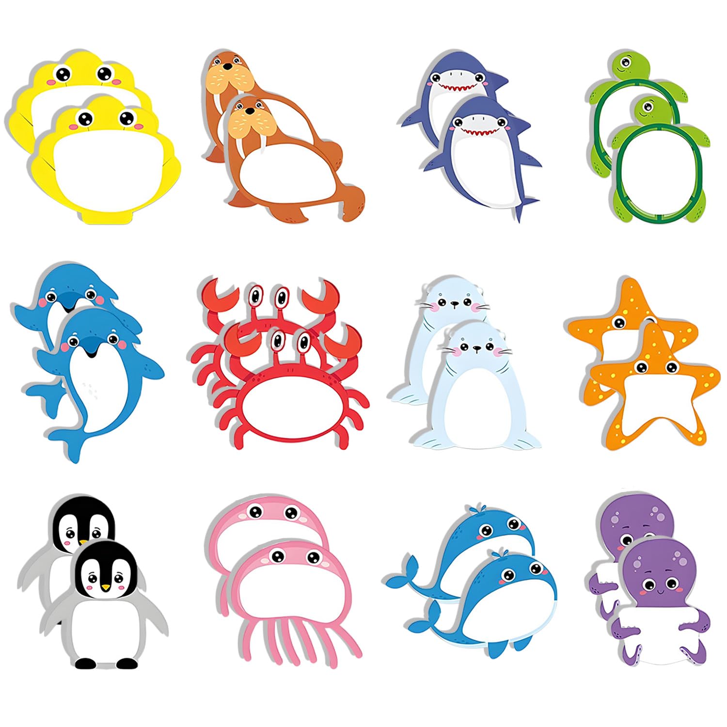 iJiZuo 720 Pcs Cute Sticky Notes Set, Removable Adhesive Memo Pads, 24 Packs Sticky Notes Stationary self-Adhesive Sticky Note Pads,Office, Home & School Use (Marine Animal Pattern)