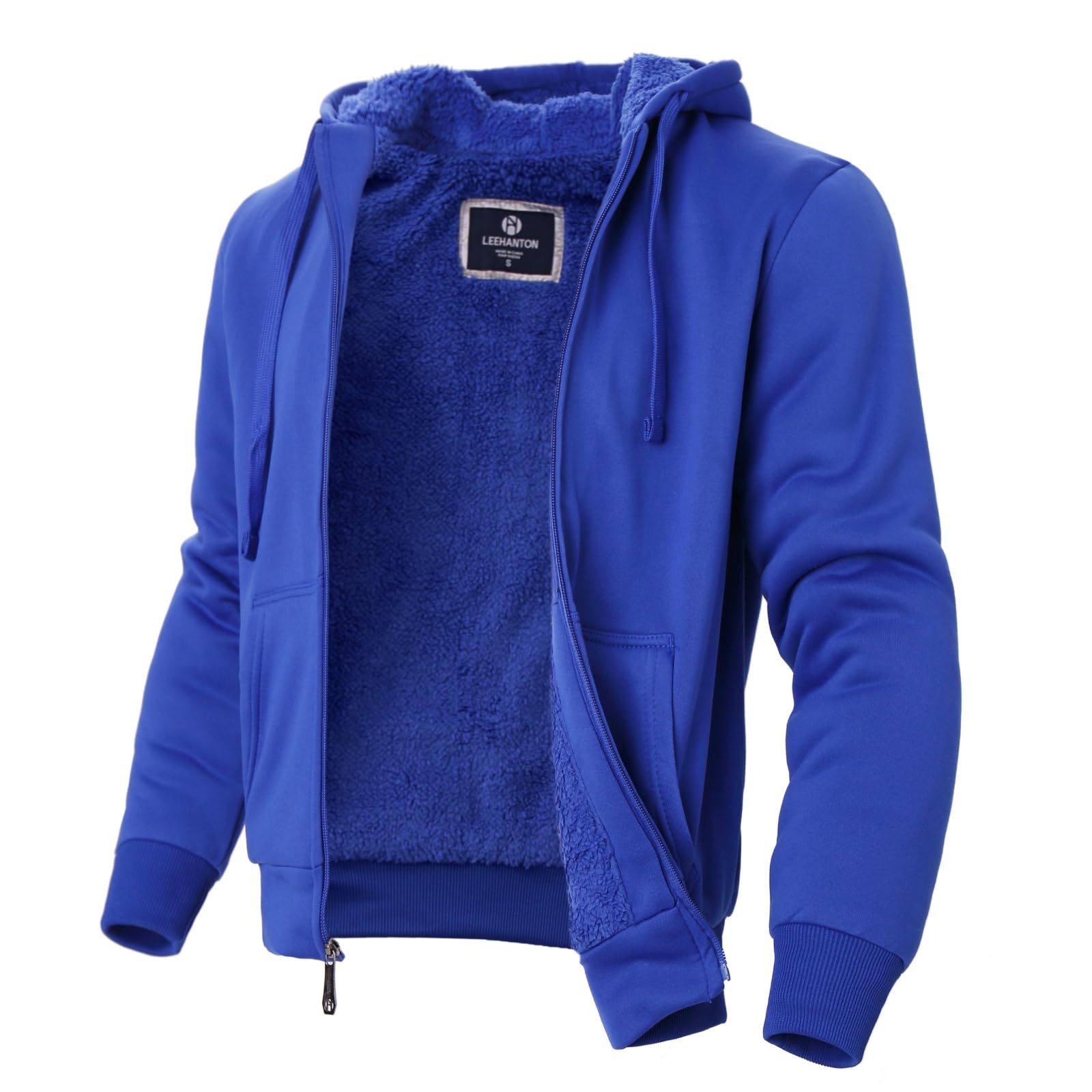 LeeHanTon Sherpa Lined Hoodies for Men Heavyweight Full Zip Up Sweatshirt Thick Fleece Winter Warm Work Jackets Plus Size