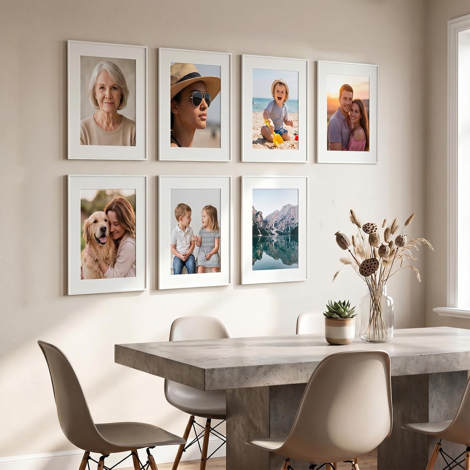 15 Pack White Pre-Cut 6x8 Picture Mounts for 5x7 Pictures Display, Frame Matted Photo Frame Mat Acid-Free Picture Mats Bevel Photo Board Show for Photos, Prints, Artworks