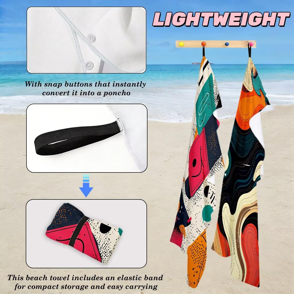 Toalla Playa 80x160 cm, Toalla Gimnasio Microfibra Secado Rapido, Juego de 2 Antiarena Toallas de Playa, Ligera Compacta Toallas Microfibra Grande para Viaje, Regalo Hombre Mujer (Abstracto) -5055