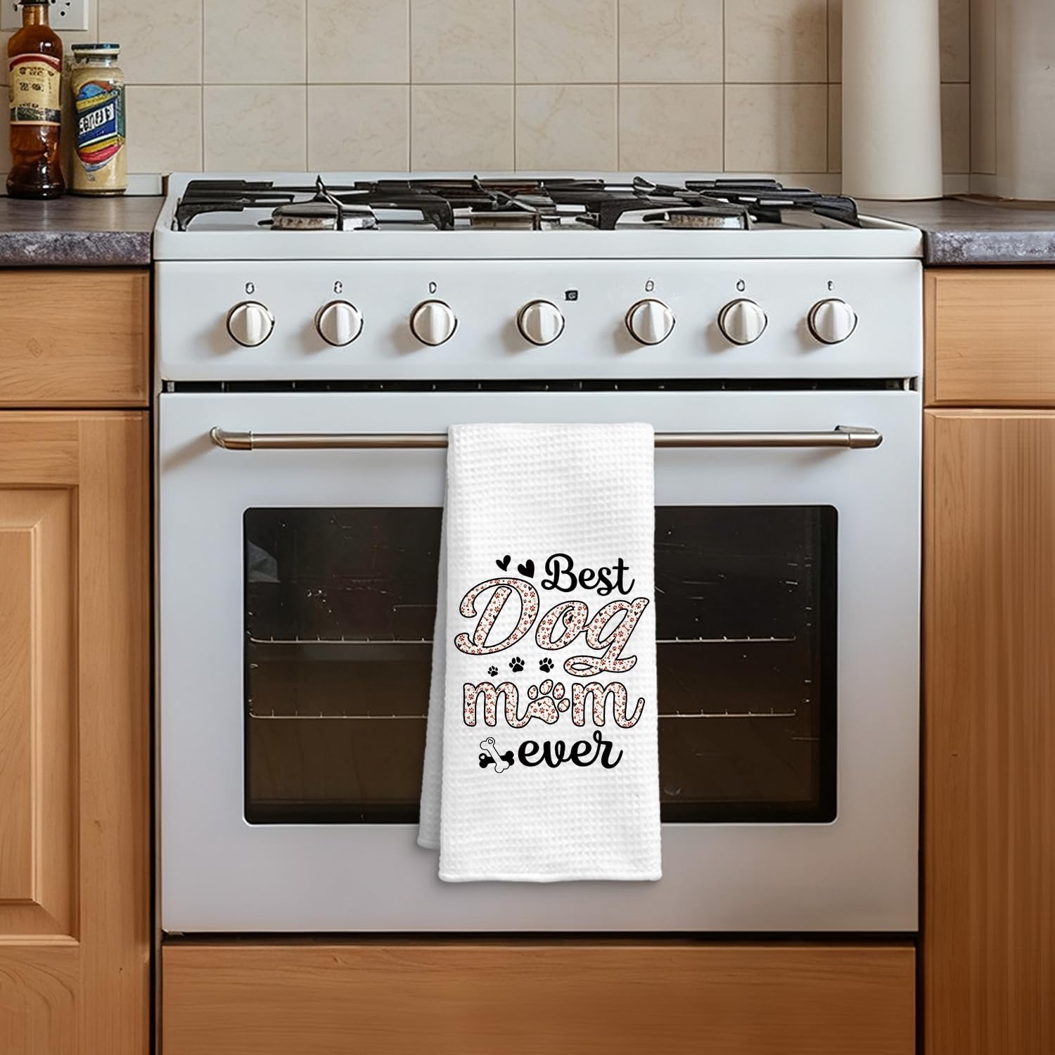 Best Dog Mom Ever Kitchen Towels, for Dog Mom Hand Towels for Bathroom Decor, Puppy Pet Lover Gifts for Women Decorative Dish Tea Towels for Kitchen, 16x24 Inch - Image 4