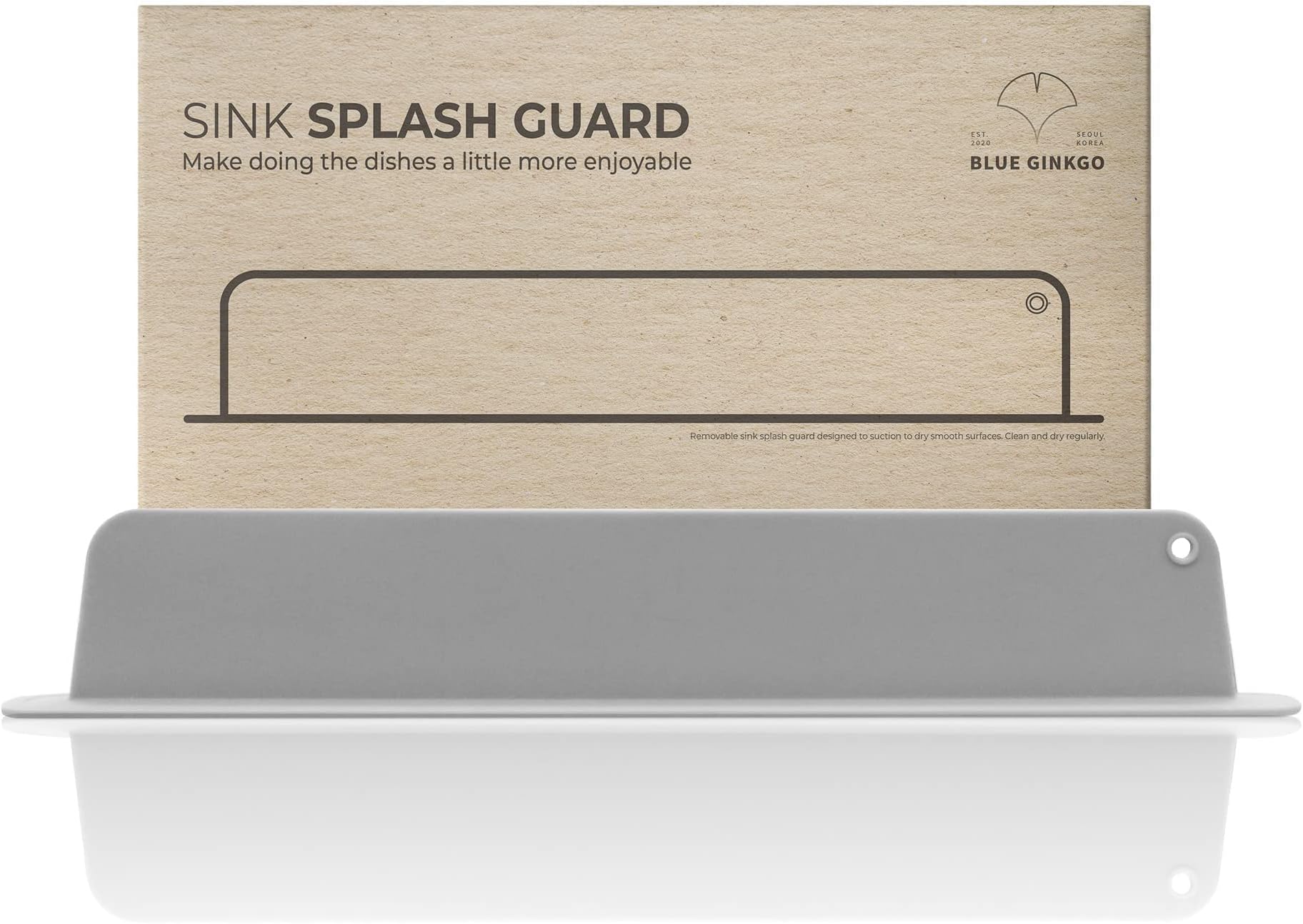 BLUE GINKGO Sink Splash Guard - (Upgraded Design) Premium Silicone Water Splash Guard for Sink | Kitchen Island Sink Backsplash Guard (18.9 x 2.9 Inch) - Gray