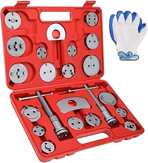 FreeTec 24pcs Brake Caliper Rewind Tool Caliper Wind Back Tool Universal Caliper Rewind Tool Kit Brake Caliper Tool Set For Replacement Of Brake Pads, red