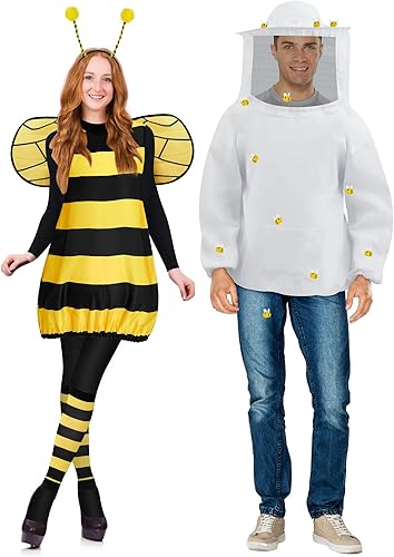 Ramede Juego de 2 juegos de disfraz de abeja de Halloween, kit de chaqueta de apicultor de abeja, disfraz de apicultura, traje de apicultura,