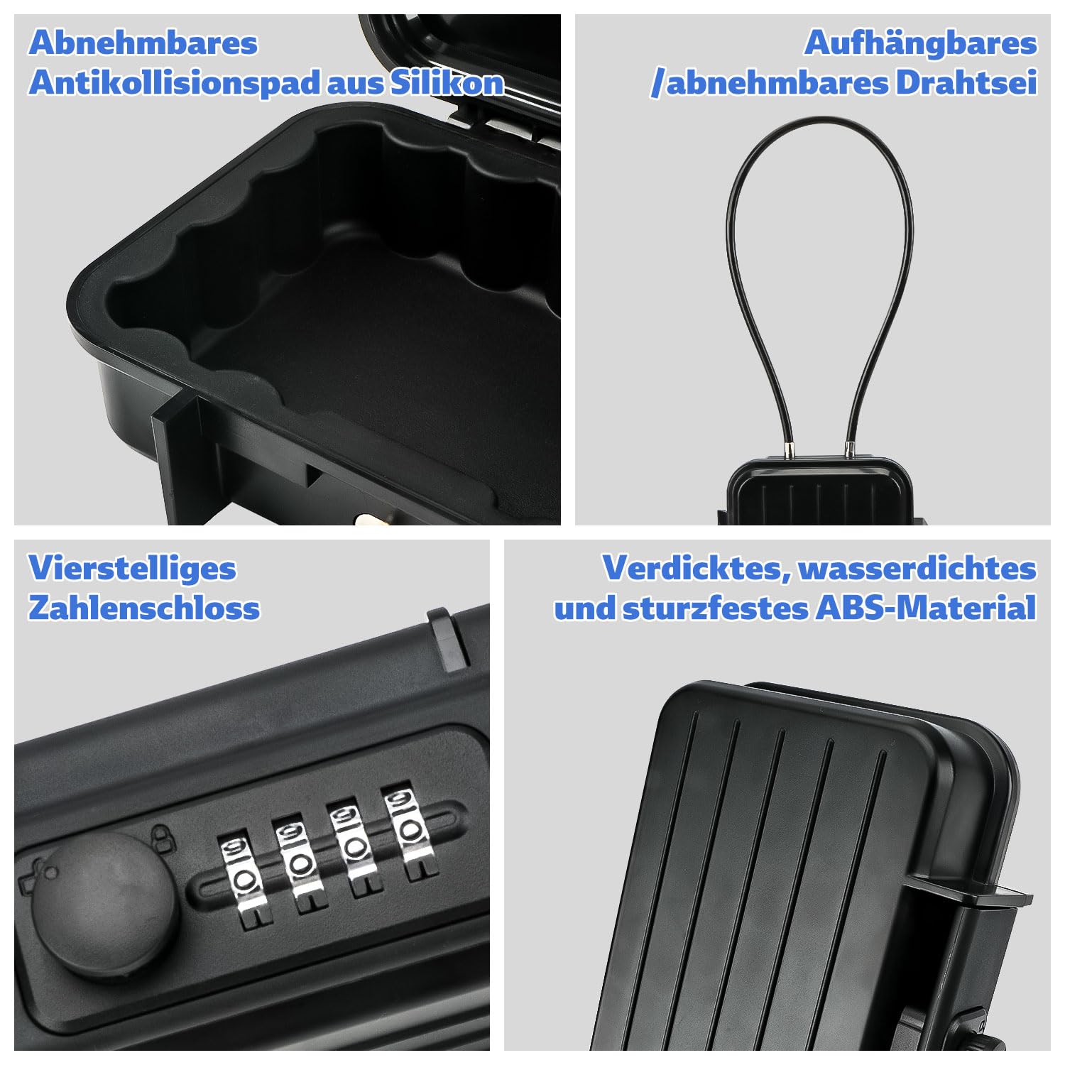 StrandSafe, Wasserdichter Strandtresor zum Anketten, Handy Safe, Zahlencode 4-stellig, Abschließbare Box, Strandsafe für ihre Wertsachen, Ideal für Reisen, Strand/Pool/Camping, Schlüsseltresor Außen