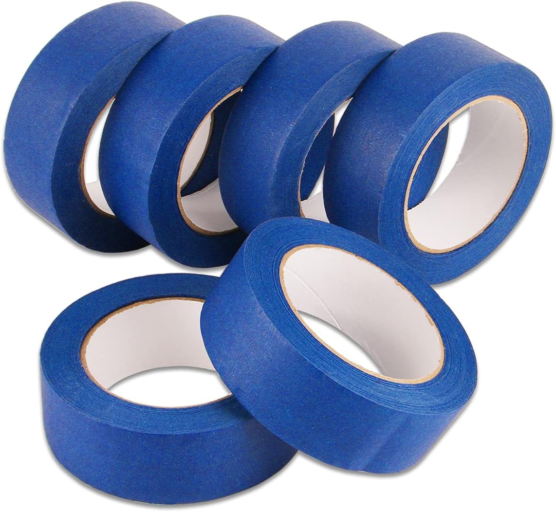 Lichamp Painters Tape Wide 1.5 inches, Masking Blue Painters Tape Bulk Pack, 6 Rolls x 1.5 inches x 55 Yards (330 Total Yards)